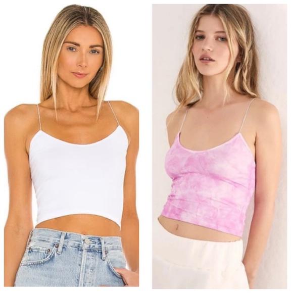 🔹NWOT🔹2 Free People Bramis - tie dye pink and white - Picture 1 of 14